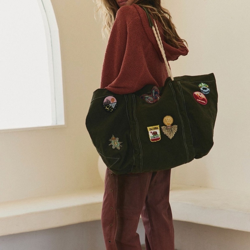 NWT Free People Been There Badge Tote Bag in Sea Serpent